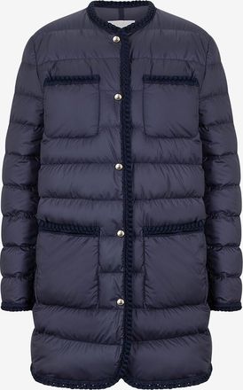 Moncler Lange Daunenjacke mit Flechtborten Gencay