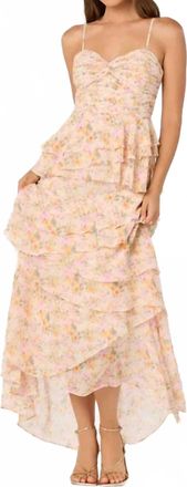 Astr Coline Ruffle Chiffon Maxi Dress In Pink/orange Floral