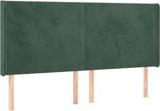 vidaXL Cabecero Con Orejas De Terciopelo Verde Oscuro 183x16x118/128cm Vidaxl