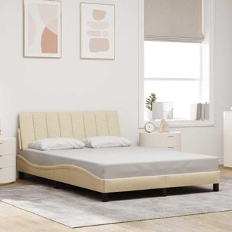 vidaXL Cama Sin Colch&oacute;n Tela Color Crema 140x190 Cm Vidaxl