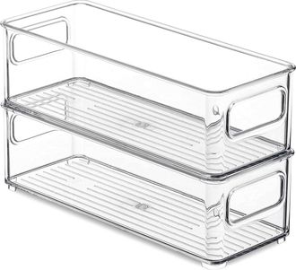 Gabrielle [paquete De 2] Caja De Almacenamiento Transparente Para Refrigerador - Caja De Almacenamiento De Cocina Con Asas - Organizador De Refrigerador - Cesta