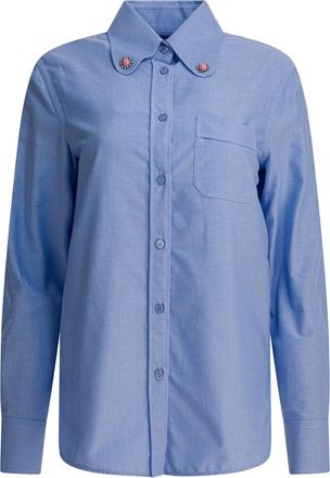 Valentino Shirt With Embellished Collar Shirts Light Blue-Donna