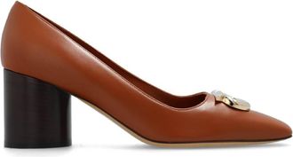Ferragamo Leather Gancini Ornament Pumps, Size 7.5 C