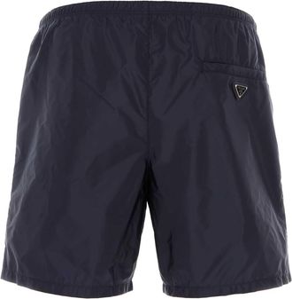 Prada Mens Navy Blue Nylon Swimming Shorts Blu Costumi Da Bagno Swimwear
