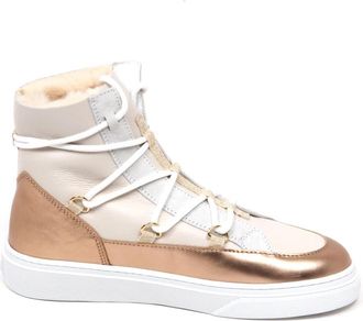 Hogan Ivoor/Brons Eco Bont/Leren Schoen - Dames - Sneakers - Wit - 35 EU - Leer - Schoenen