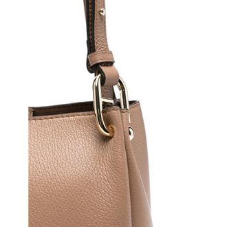 Furla Pebbled Leather Shoulder Bag - Beige