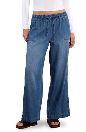 BILLY T Hero High Waist Wide Leg Pants in Denim Rr Stripes at Nordstrom, Size X-Small