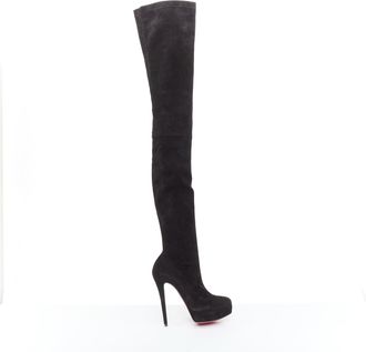 Christian Louboutin suede over knee platform boots