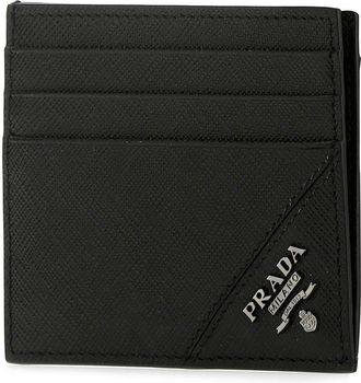 Prada Mens Black Leather Card Holder F0002 Vitello Portafogli Wallet