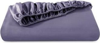 Bare Home 400 Thread Count Organic Cotton Sateen Fitted Sheet in Dusty Purple at Nordstrom, Size California King