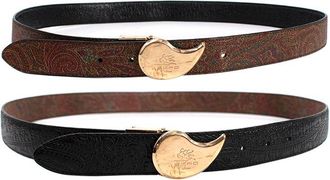 Etro Paisley/Black Reversible Embroidered Belt