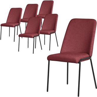 ML Design Ml-design Juego 6x Sillas De Comedor En Color Rojo Poli&eacute;ster Tapizado Con Patas De Metal Asiento Acolchado Con Respaldo Dise&ntilde;o Atemporal Mueble Ergon&oacute;