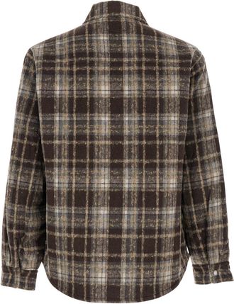 Dunst Mens Brown Checkered Flannel Shirt With Patch Polyester