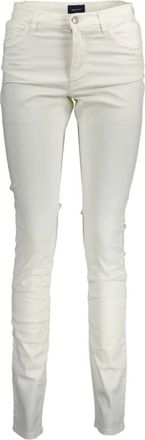 GANT Skinny Trousers, female, White, W32 L34, White Womens Trousers, 5 Pockets, Button and Zip, Logo