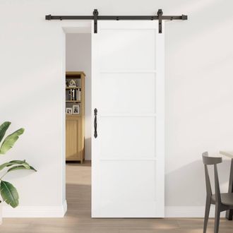 Berkfield Home Sliding Door with Hardware Set White 78x211 cm Solid Wood Pine