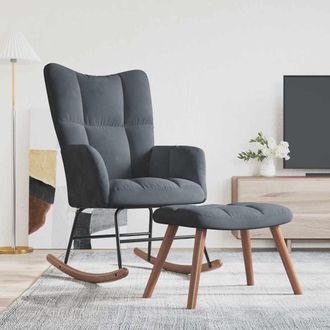vidaXL Vidaxl - Silla Mecedora Con Reposapi&eacute;s Terciopelo Gris Oscuro
