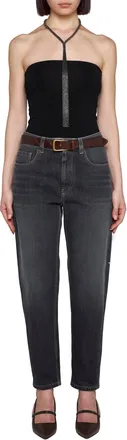 Brunello Cucinelli Womens Tank Top Ribbed Jersey Black