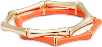 Nordstrom Set of 2 Bamboo Link Stretch Bracelets in Orange Red- Gold at Nordstrom