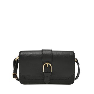 Fossil womens Zoey bag, black leather small flap crossbody bag, l: 19.7 cm, w: 3.8 cm, h: 11.4 cm, ZB1937001