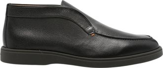 Santoni Black Detroit Leather Loafers