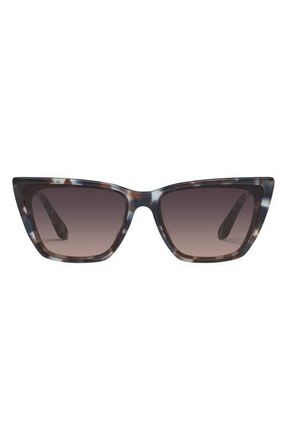 Quay Call the Shots Remixed 43mm Gradient Cat Eye Sunglasses in Storm Tort/Smoke Taupe at Nordstrom