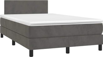 vidaXL Vidaxl - Cama Box Spring Colch&oacute;n Y Led Terciopelo Gris Oscuro 120x190 Cm