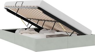 vidaXL Cama Con Almacenamiento Gris Claro 137 X 190 Cm Terciopelo Vidaxl