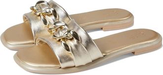 Seychelles Womens Seychelles Tulum Sandals Light Gold Metallic Leather Slide HTAT499