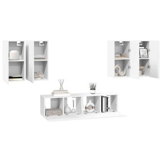Berkfield Home Practical 6 Piece TV Cabinet Set White Engineered Wood
