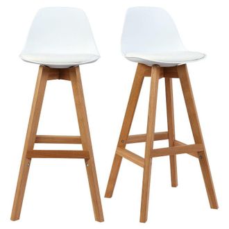 Miliboo Set di 2 sgabelli design bianco e legno 65cm MINI PAULINE