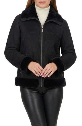 Gorski Merino Genuine Shearling Zip Jacket in Black at Nordstrom, Size X-Small