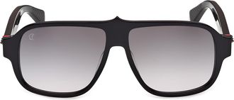 Christian Louboutin 59mm Navigator Sunglasses in Black/Gunmetal/Bilayer Black at Nordstrom