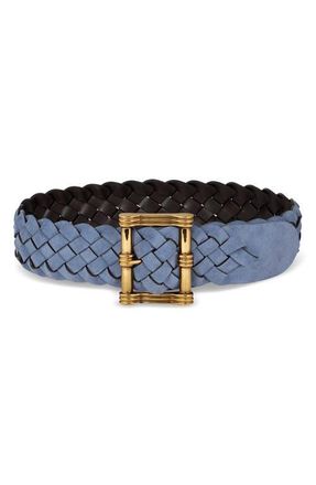 Etro Woven Reversible Suede Belt in Avio at Nordstrom, Size 100