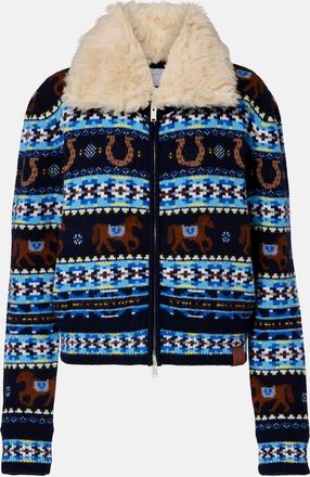 Stella McCartney Intarsia virgin wool zip-up cardigan