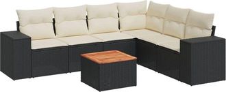 vidaXL Vidaxl - Set De Comedor De Jard&iacute;n 7 Pzas Y Cojines Rat&aacute;n Sint&eacute;tico Negro