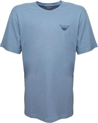 Emporio Armani Katoenen T-shirt met Voorkant Logo - Heren - T-shirts - Blauw - XL - Katoen - Tops
