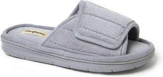 Dearfoams Mickey Terry Adjustable Shower Slide Slipper in Sleet at Nordstrom, Size X-Large
