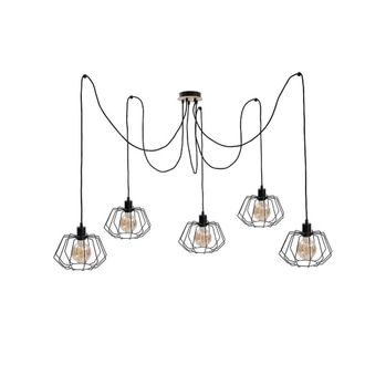 Netlighting Soho Cluster Pendant Ceiling Light Wood 5x E27 in Black