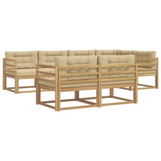 vidaXL Conjunto De Sof&aacute;s De Exterior Con Coj&iacute;n 6 Pcs Y Beige Poli&eacute;ster Vidaxl