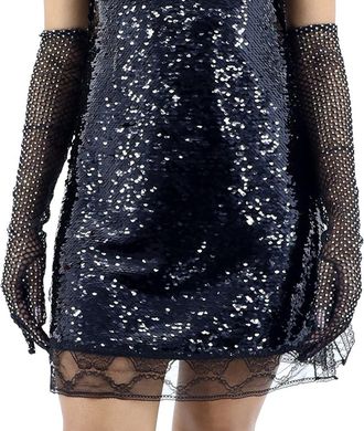 Burberry Ladies Embellished Fishnet Gloves, Size Small