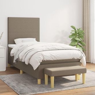 vidaXL Vidaxl - Cama Box Spring Con Colch&oacute;n Tela Gris Taupe 80x200 Cm