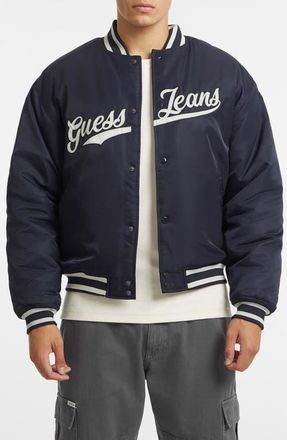 Guess GJ Patch Bomber Jacket in Navy at Nordstrom, Size Xx-Large