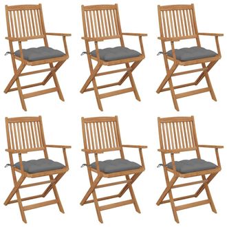 vidaXL Vidaxl - Sillas De Jard&iacute;n Plegables 6 Uds Y Cojines Madera Maciza Acacia