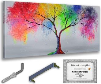 OEM Monica Mirafiori 100% Pintado A Mano Cuadro &Aacute;rbol Multicolor 140x70cm Cuadro Pintado A Mano Pintura Acr&iacute;lica Cuadro Acr&iacute;lico De Gran Tama&ntilde;o Arte Moder