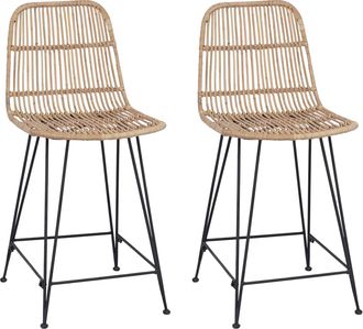 vidaXL Taburete De Bar 2 Uds. Natural 44 X 54 X 96 Cm Rat&aacute;n Y Acero Vidaxl