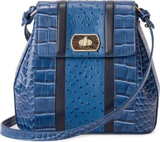 Brahmin Margo Croc Embossed Leather Crossbody Bag in Retro Blue at Nordstrom