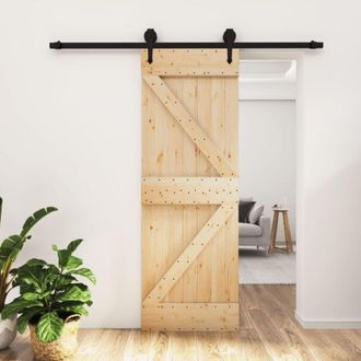 vidaXL Vidaxl - Puerta Corredera Con Herrajes Madera Maciza De Pino 70x210 Cm