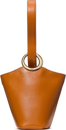 Kate Spade New York mini halo fine grain leather bucket bag in Baked Amber at Nordstrom