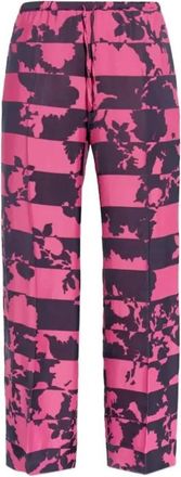 Dries Van Noten Floral Stripe Wijde Pijpen Broek - Dames - Wijde Broeken - Veelkleurig - L - Broeken