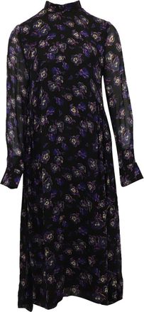 Ganni Ganni Printed Georgette Midi Dress in Black Viscose